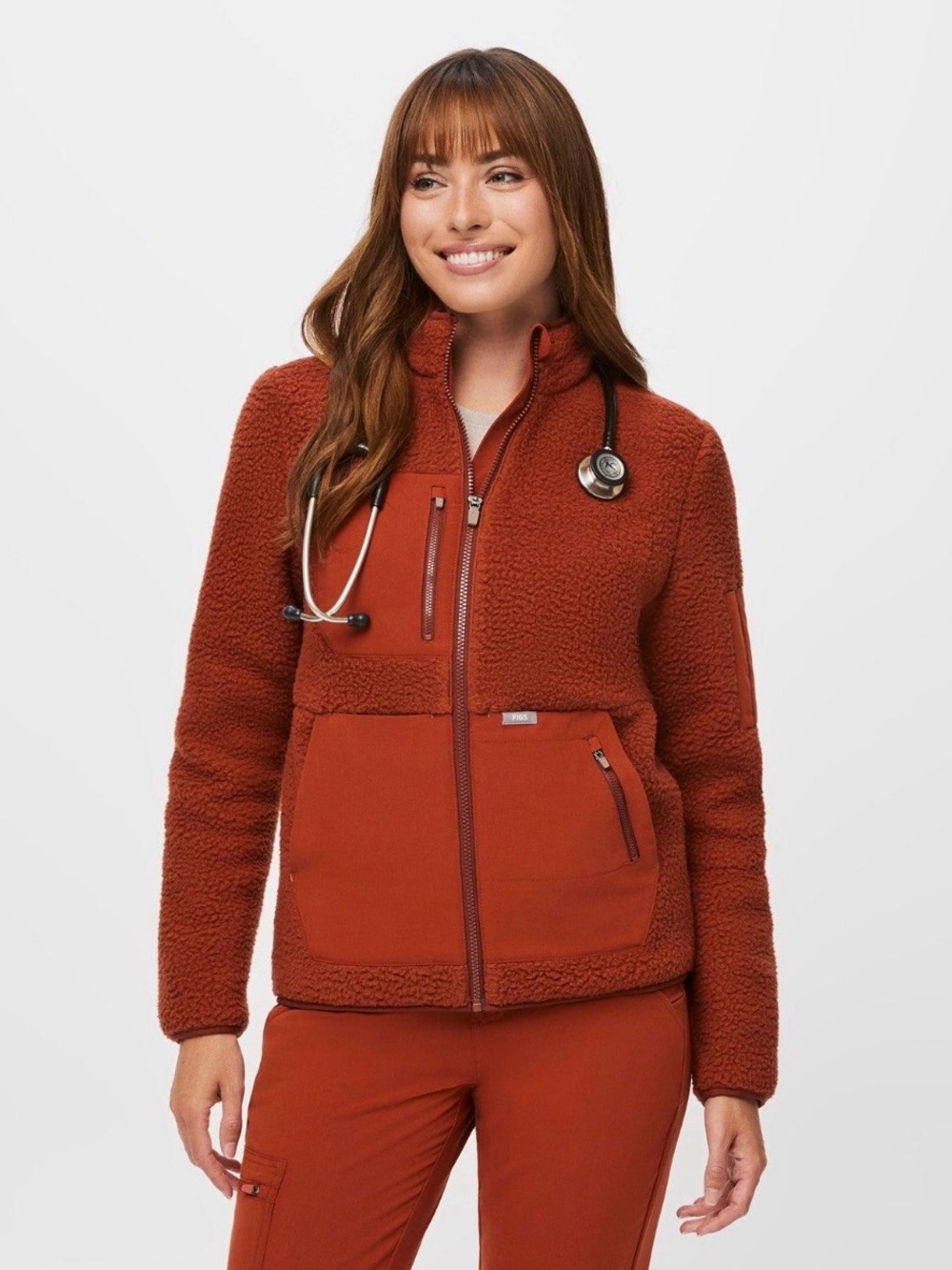 Figs Rust Teddy Sherpa Jacket